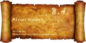 Miron Albert névjegykártya